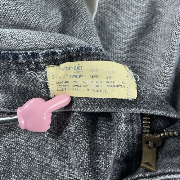 Vintage Wrangler Jeans Mens 34x34 Gray Acid Wash Straight Leg 13MWZ (Fits 31x33) - Picture 5 of 14